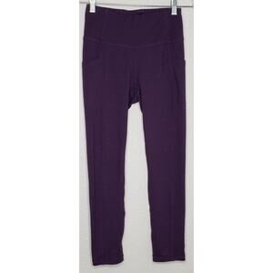 Zyia Active Womens Activewear Leggings Cropped Small Purple HiRise Side Pockets